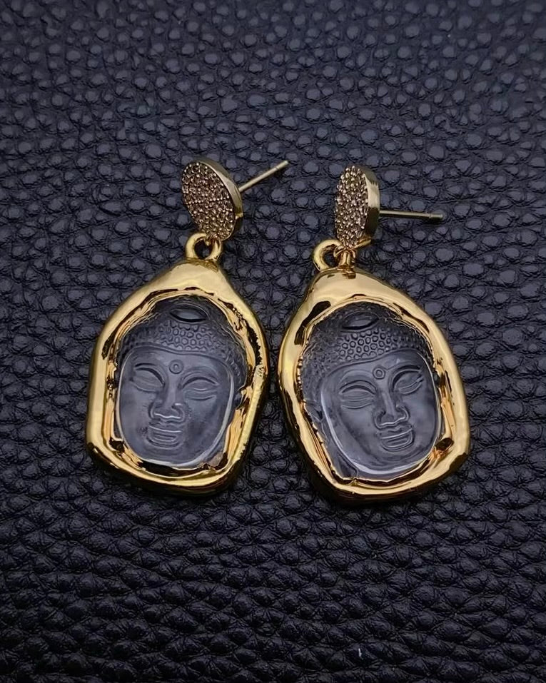 Quartz Buddha Earrings