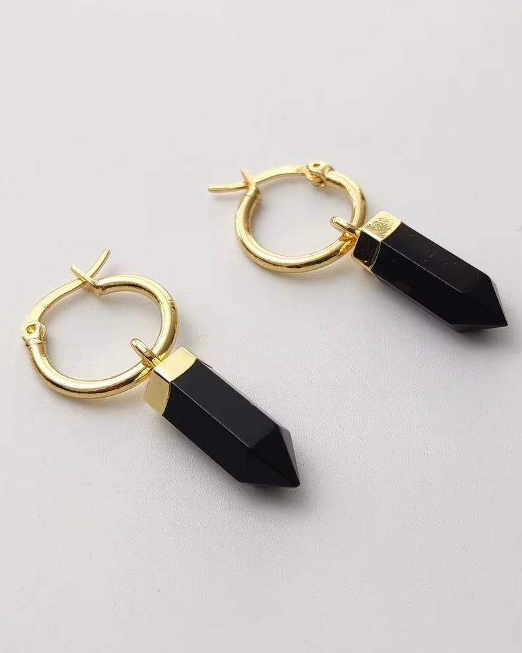 Athena Obsidian Earrings