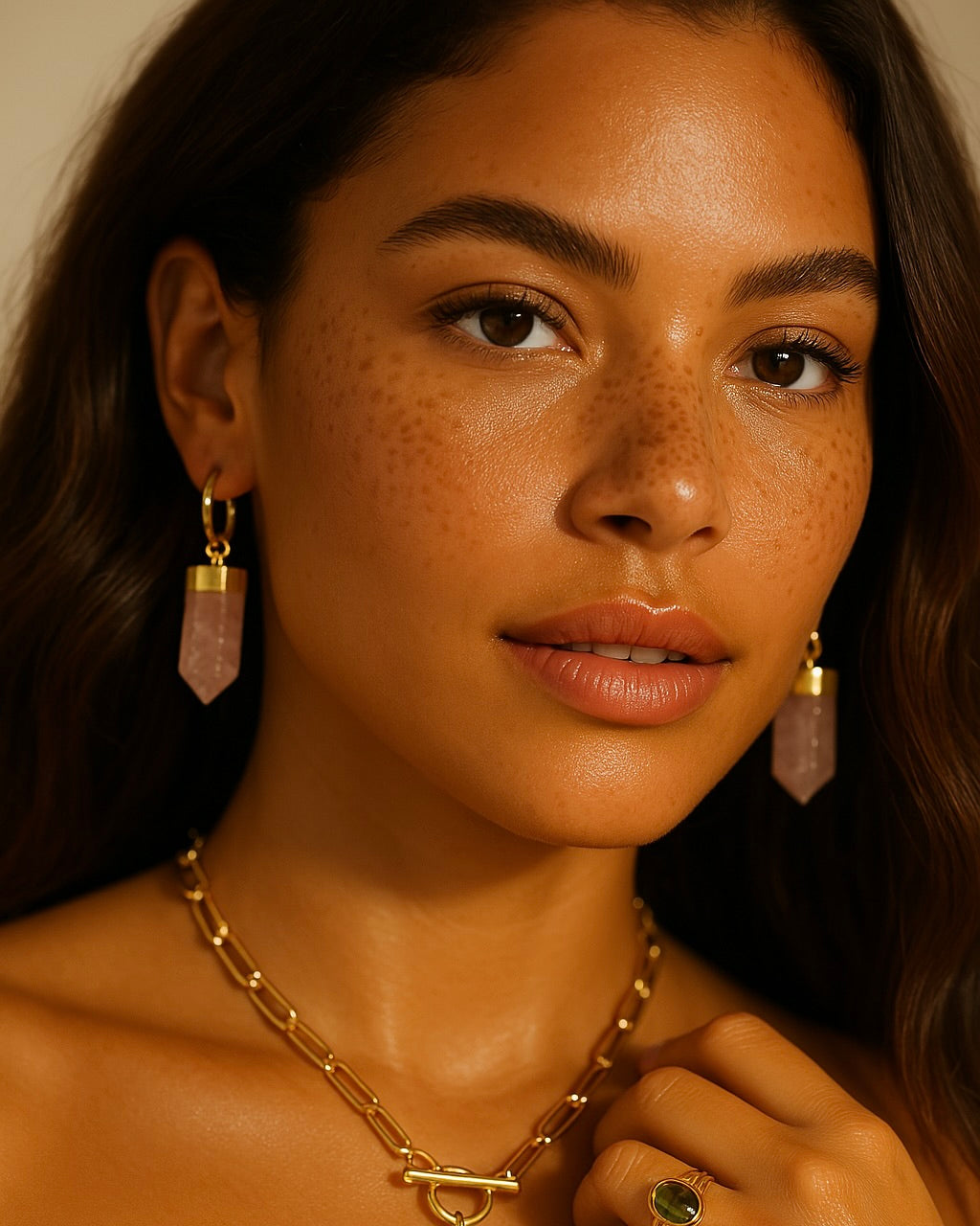 Athena Rose Quartz Earrings