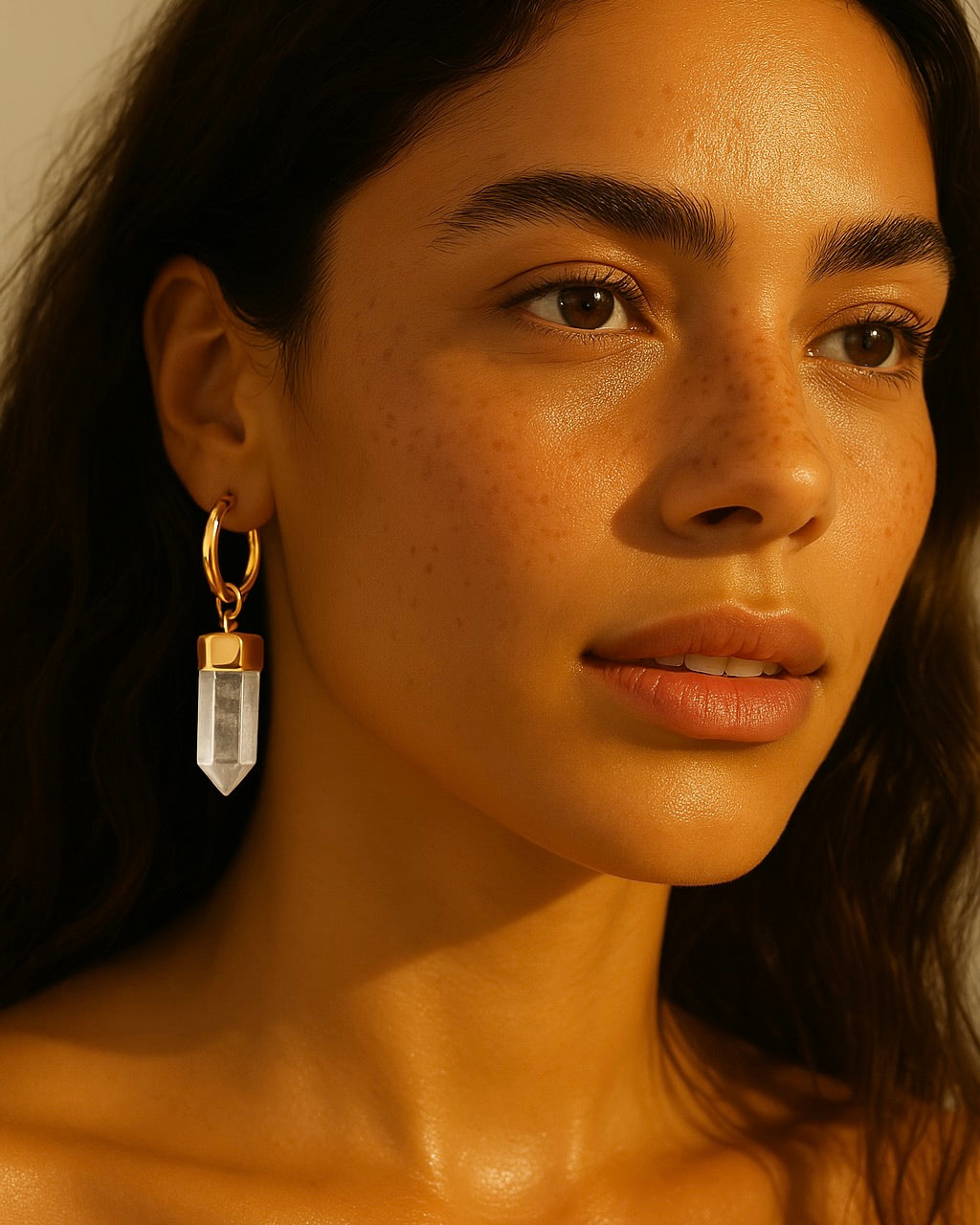 Athena Clear Quartz Earrings