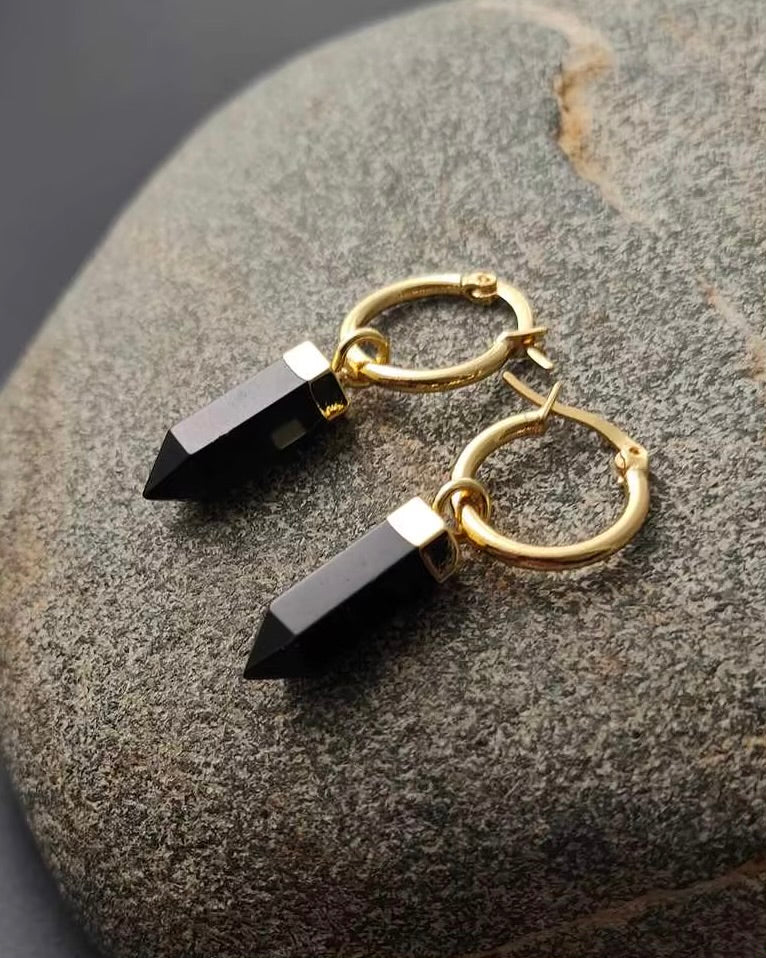 Athena Obsidian Earrings