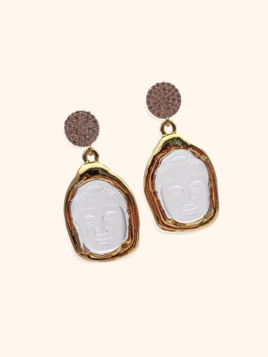 Quartz Buddha Earrings