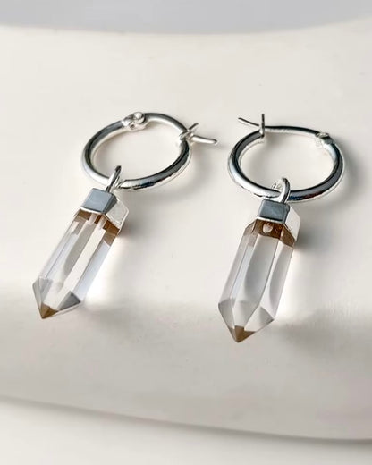 Athena Clear Quartz Earrings